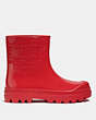 COACH®,MILLIE RAIN BOOTIE,Rubber,Candy Red,Angle View