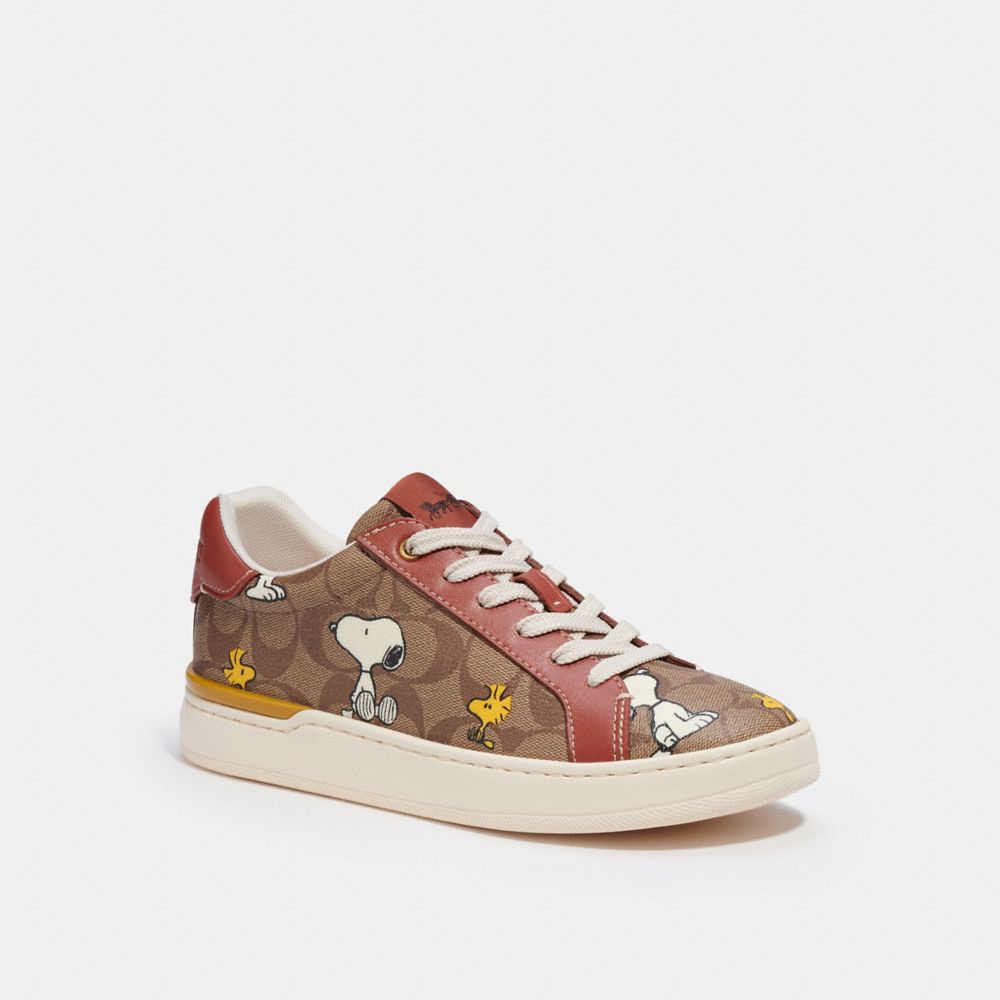 COACH® | Coach X Peanuts Clip Low Top Sneaker In Signature Canvas With  Snoopy Woodstock Print