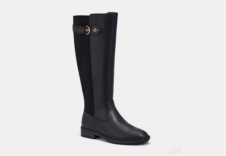 COACH®,FRANKLIN RIDING BOOT IN ATHLETIC CALF,mixedmaterial,Black,Front View