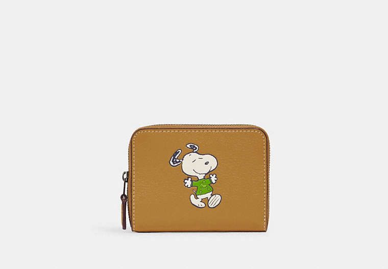 Coach X Peanuts Small Zip Around Wallet With Snoopy Walk Motif