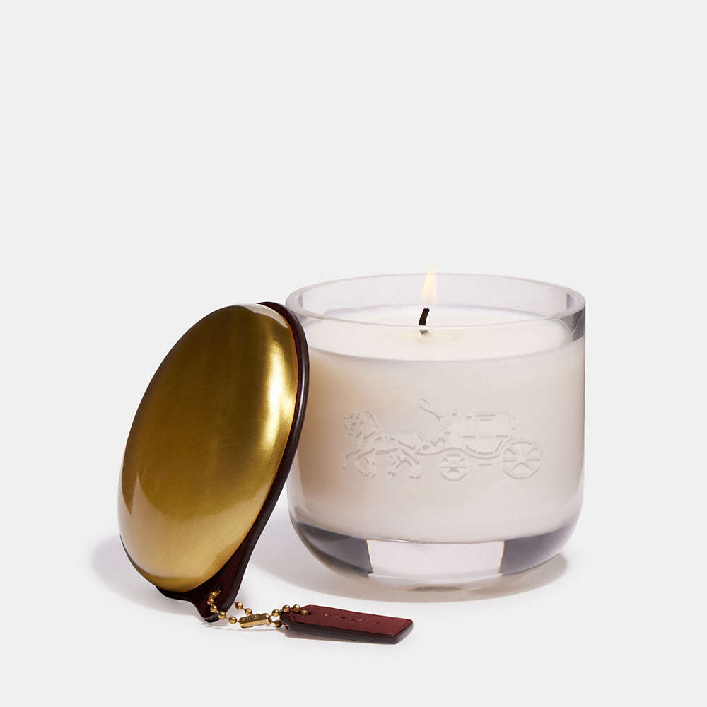 Coach Boxed  Glass Candle In Wine Multi