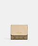 COACH®,SMALL TRIFOLD WALLET IN BLOCKED SIGNATURE CANVAS,Signature Coated Canvas,Im/Khaki/Ivory,Front View