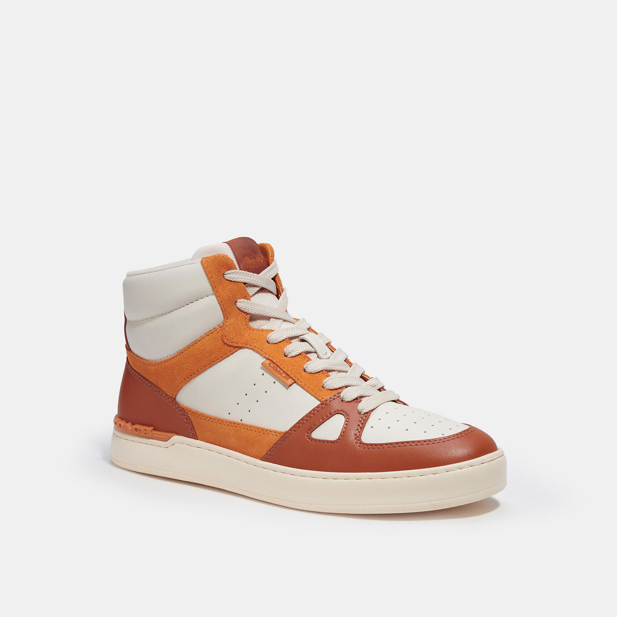 Coach Outlet Clip Court High Top Sneaker In Orange