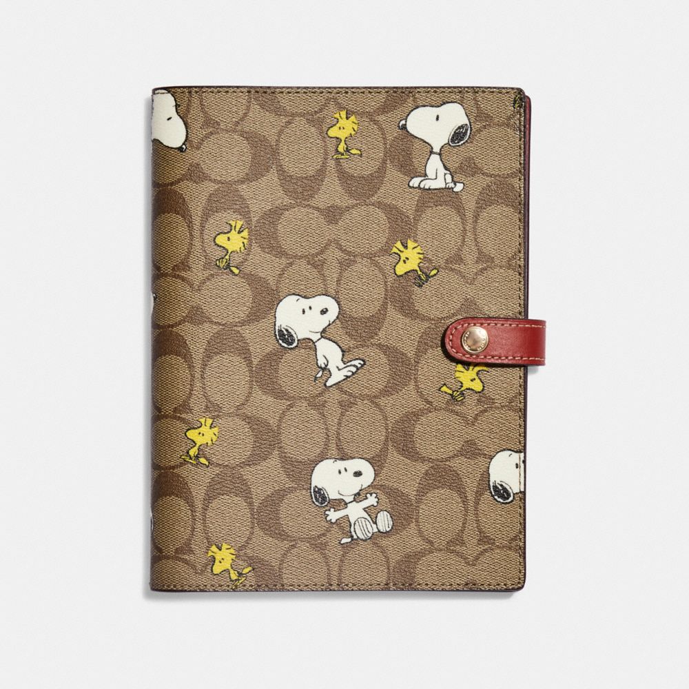 NEW Coach X Peanuts Notebook In Signature Canvas With Snoopy Print