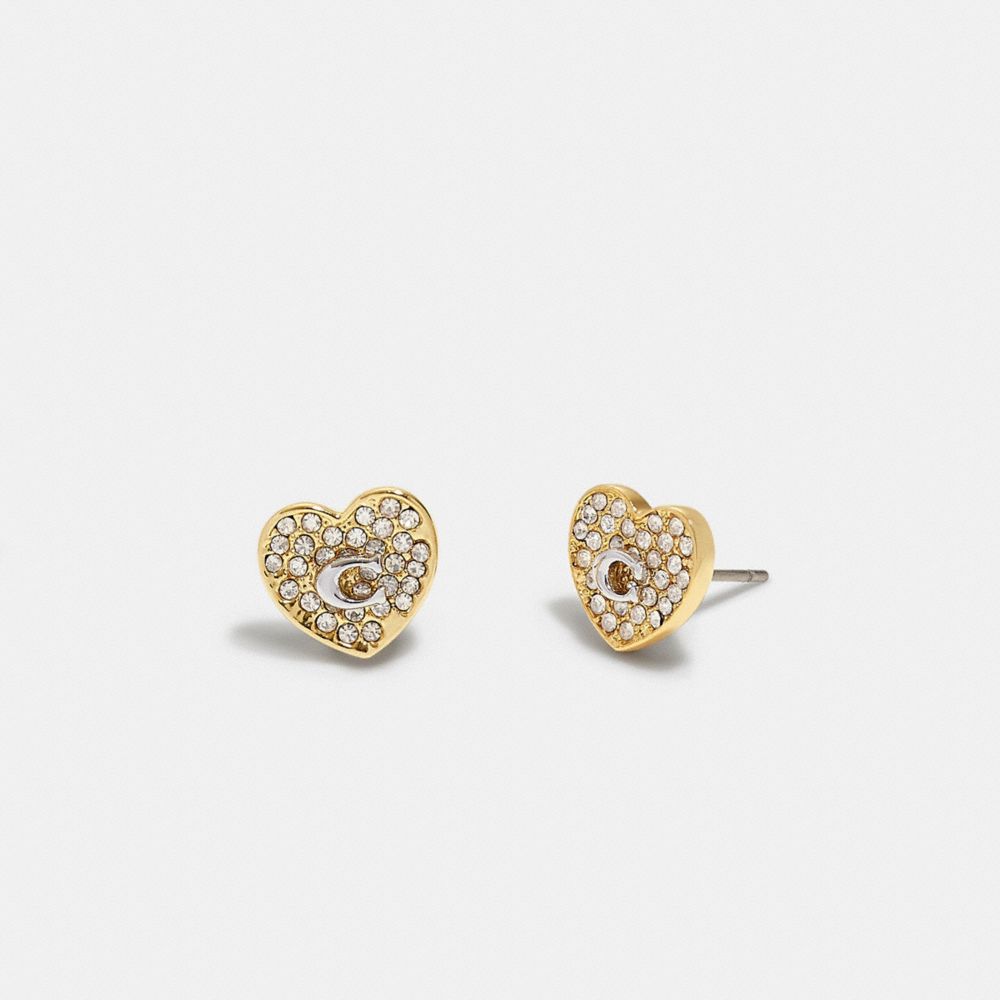 COACH® Pegged Signature Heart Stud Earrings