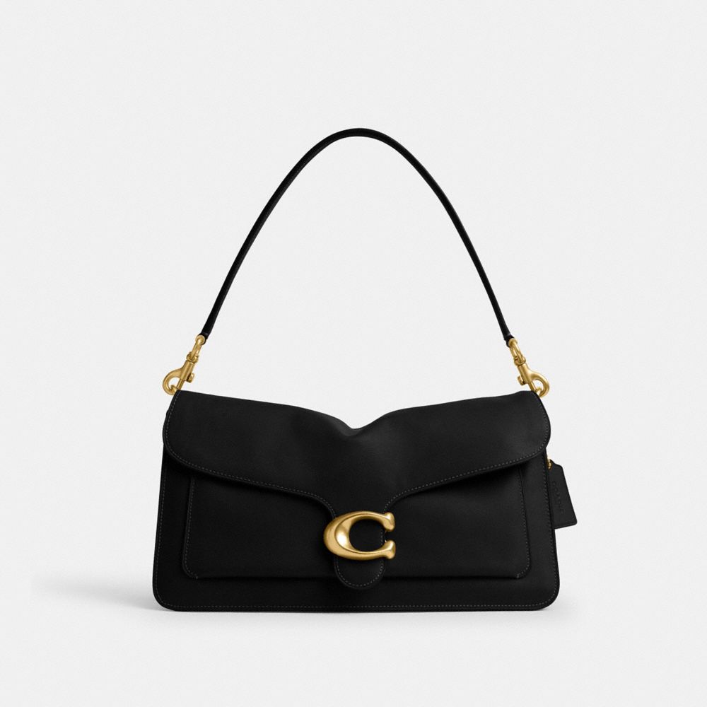 COACH®,Tabby Shoulder Bag 36,Shoulder Bag,Metal Material,Logo,Metal,Brass,Casual,Black,Front View