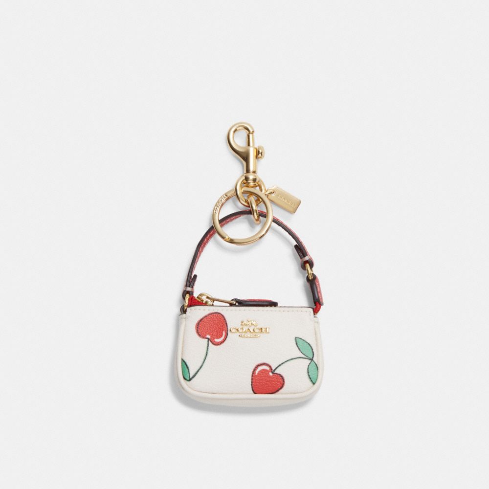 COACH® Mini Nolita Bag Charm With Heart Cherry Print