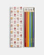 COACH®,PENCIL SET WITH BADLANDS FLORAL PRINT,Gold/Chalk Multi,Inside View,Top View