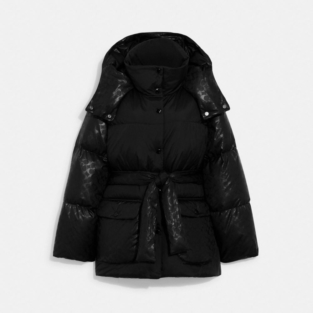 COACH® Signature Details Belted Puffer