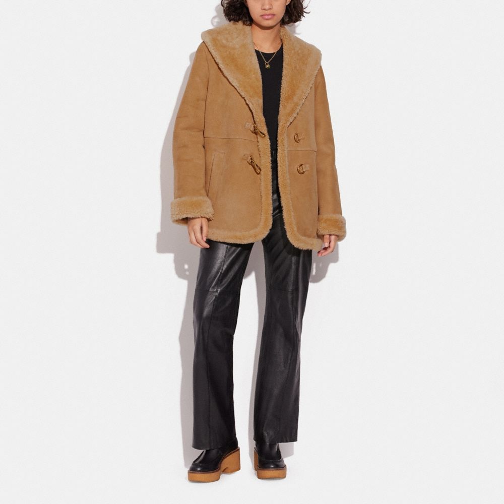 shawl shearling coat