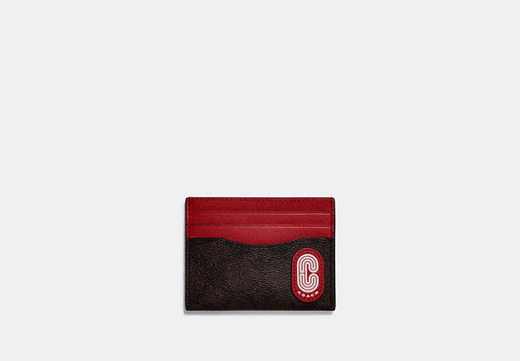 スリム ID カード ケース・カラーブロック シグネチャー キャンバス・コーチ パッチ, ﾏﾎｶﾞﾆｰ/ﾌﾞﾗｲﾄ ｶｰﾃﾞｨﾅﾙ, Product