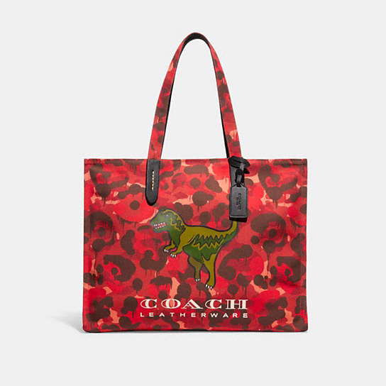 Forslag Hula hop landsby COACH®: 100 Percent Recycled Canvas Tote 42 With Camo Print And Rexy