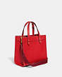 COACH®,FIELD TOTE 22 WITH REXY,Polished Pebble Leather,Small,Rexy,Brass/Sport Red,Angle View