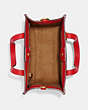 COACH®,FIELD TOTE 22 WITH REXY,Polished Pebble Leather,Small,Rexy,Brass/Sport Red,Inside View,Top View