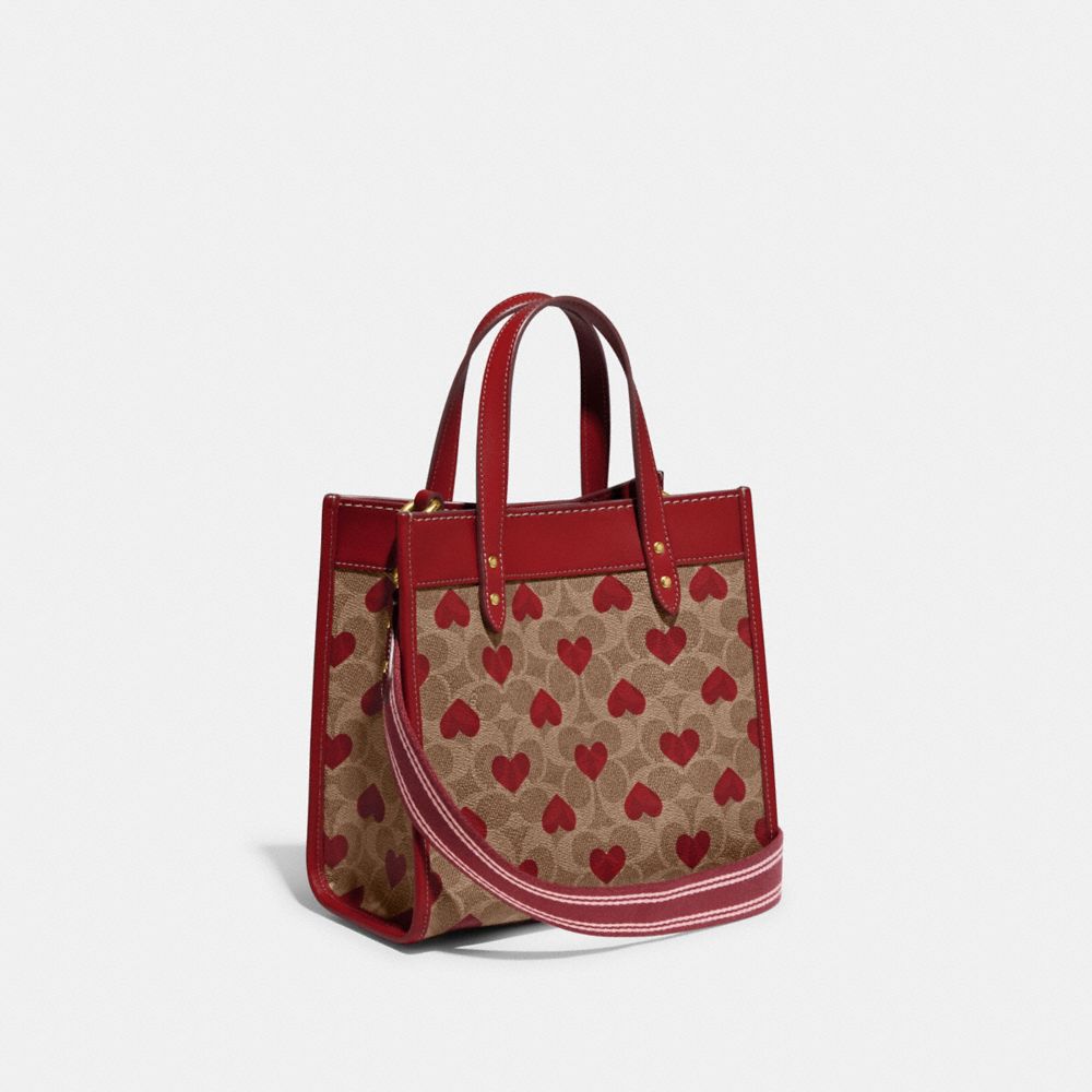 Coach Coach Field Tote 22 In Signature Canvas With Heart Print