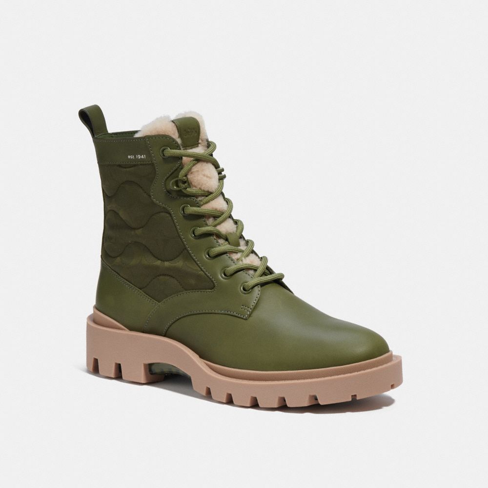 COACH® | Citysole Lace Up Boot With Shearling And Recycled Polyester