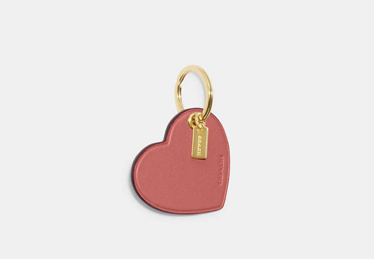 COACH®,HEART BAG CHARM,Gold/Taffy,Front View