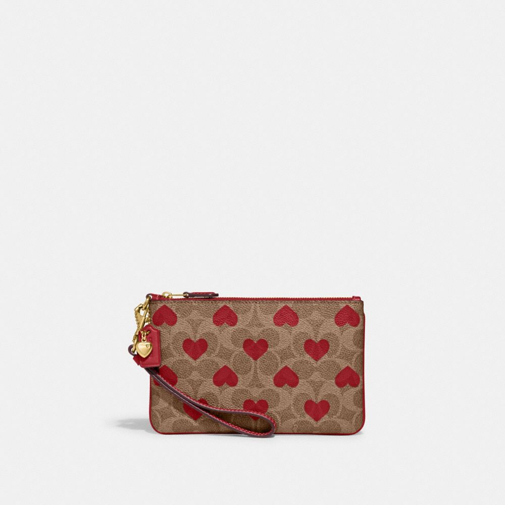 Small Wristlet In Signature Canvas With Heart Print | COACH®