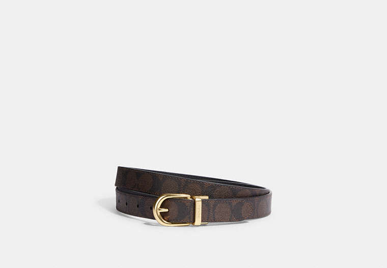COACH®,CLASSIC BUCKLE CUT-TO-SIZE REVERSIBLE BELT, 25MM,Gold/Brown Black,Front View