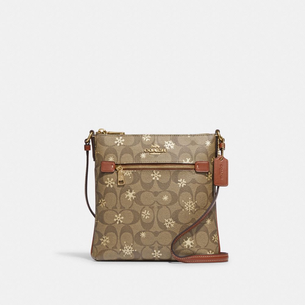 COACH® | Mini Rowan File Bag In Signature Canvas With Snowflake Print