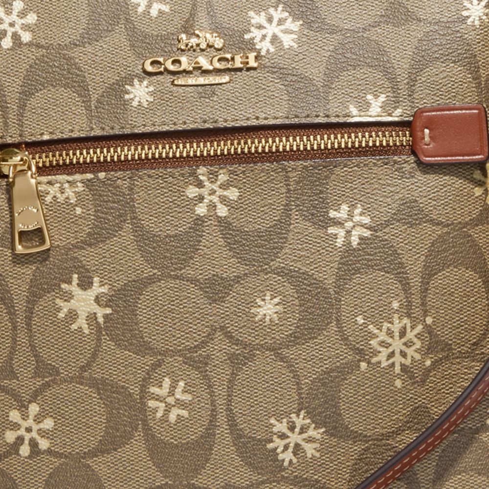 Coach CF285 Mini Rowan File Bag With Snowflake Print In