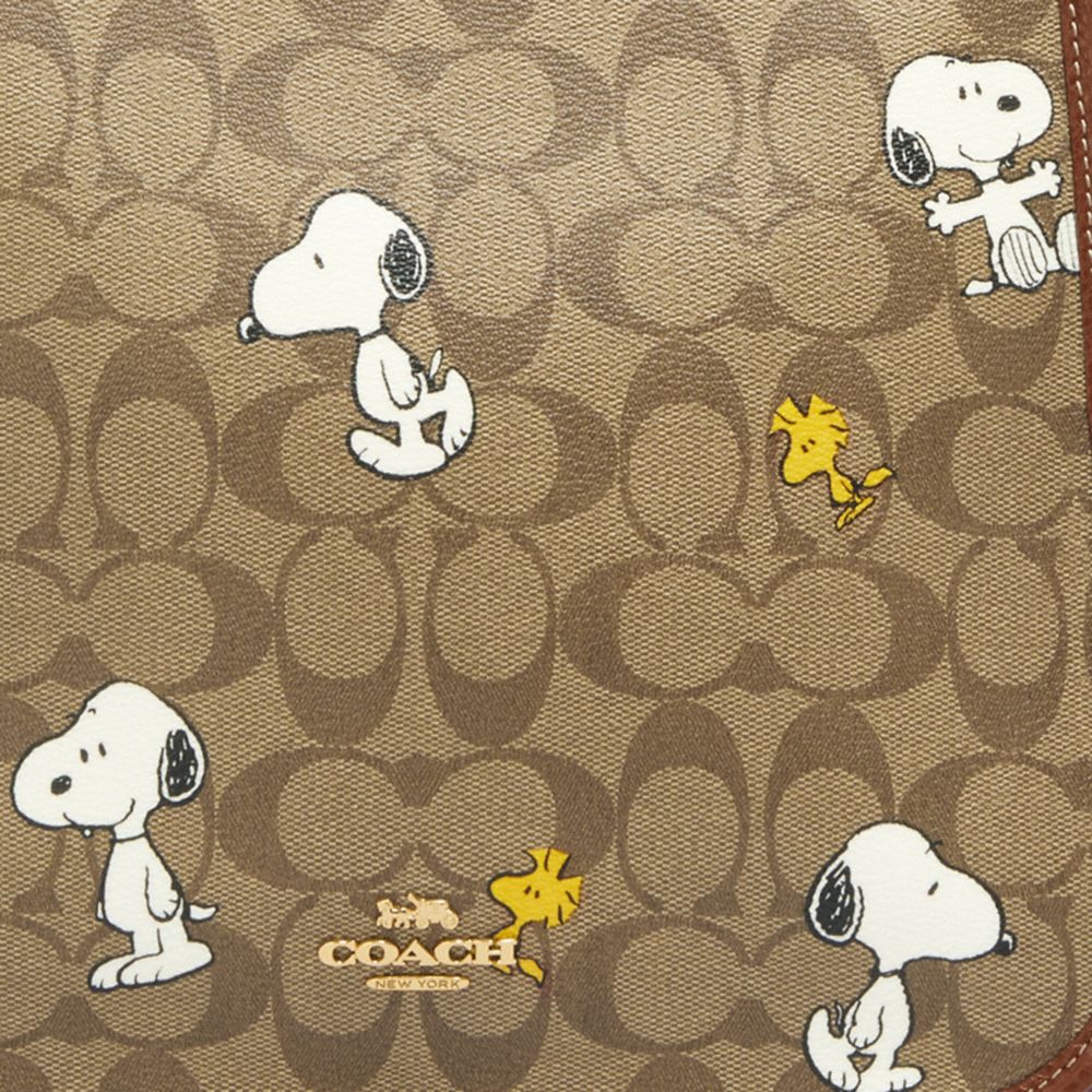 Coach Coach X Peanuts Dempsey File Bag In Signature Canvas With Snoopy Woodstock Print