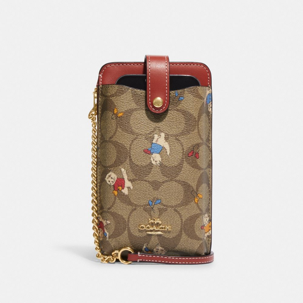 COACH® | Phone Crossbody In Signature Canvas With Cat Mittens Print