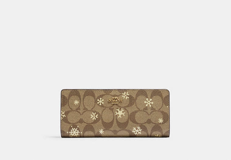 Slim Wallet In Signature Canvas With Snowflake Print