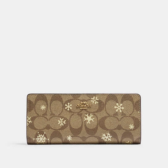 COACH® | Slim Wallet In Signature Canvas With Snowflake Print