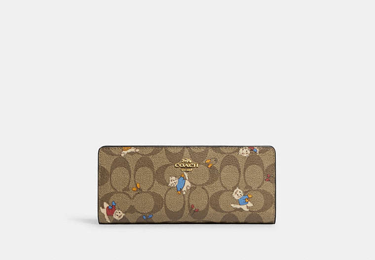 Slim Wallet In Signature Canvas With Cat Mittens Print