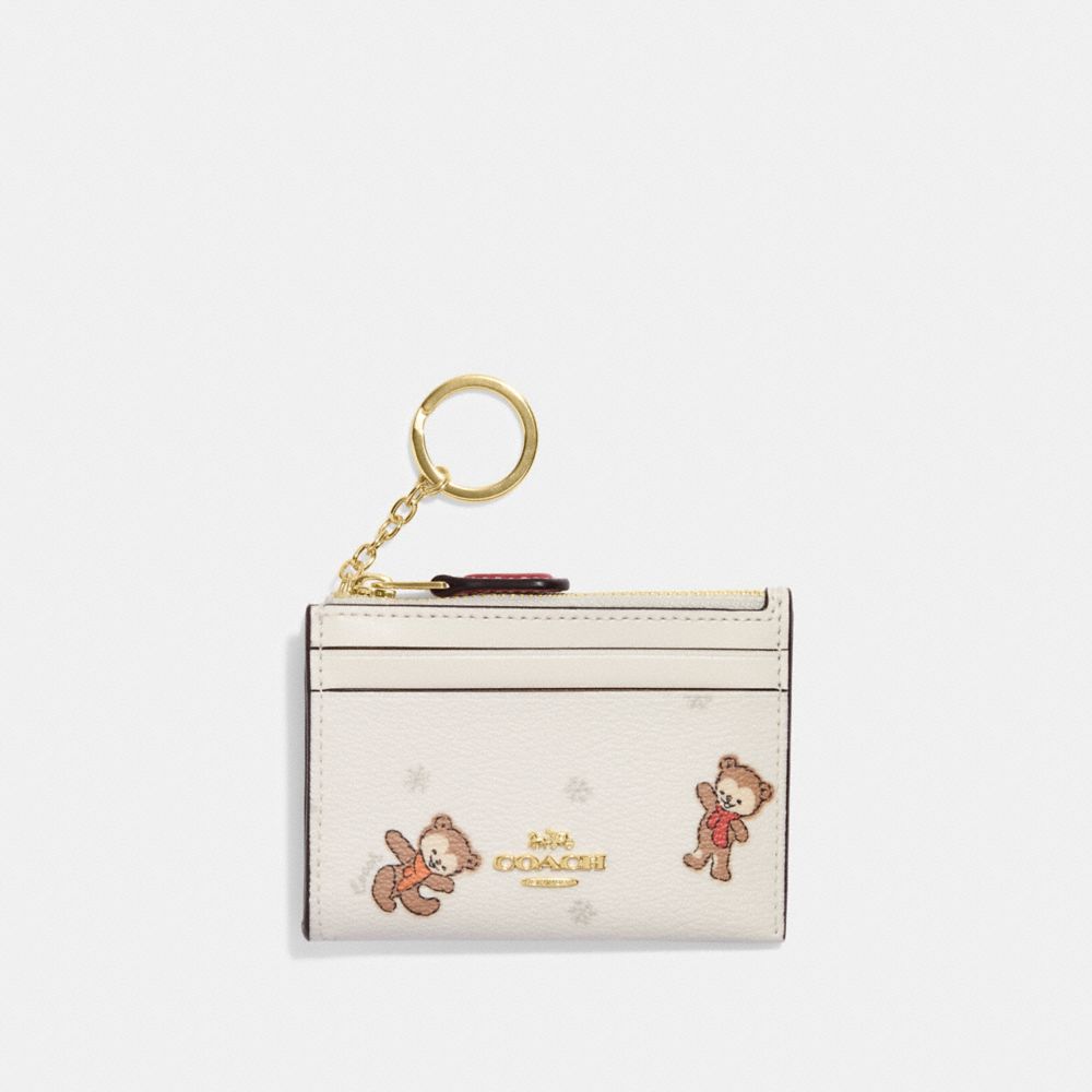 COACH® | Mini Skinny Id Case With Bear Snowflake Print