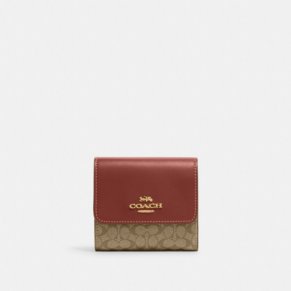 COACH® Small Trifold Wallet In Colorblock Micro Signature Canvas