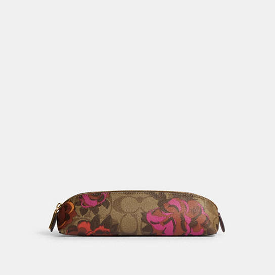 COACH®  Pencil Case In Signature Canvas With Jumbo Floral Print