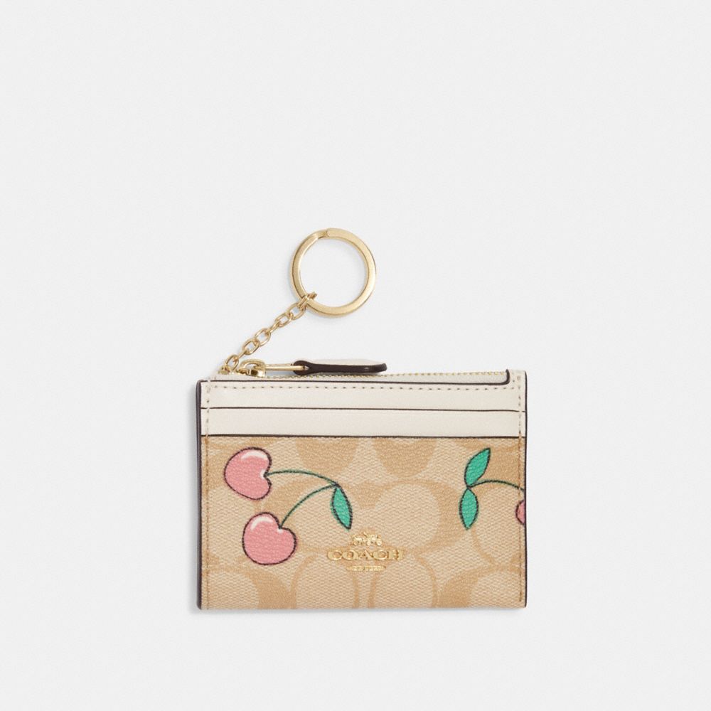 Mini Skinny Id Case In Signature Canvas With Heart Cherry Print