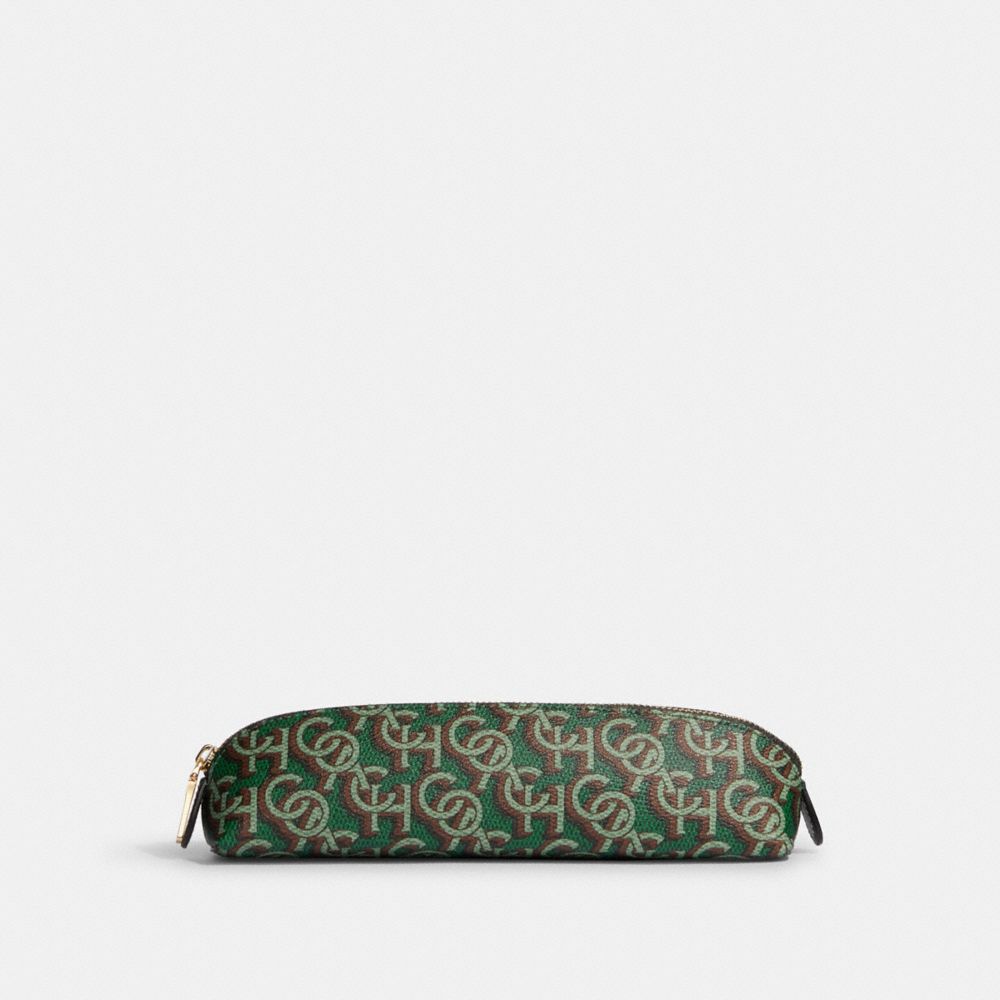 【COACH CF417】限定デザイン　モノグラム 筆箱　ポーチ Coach Outlet Pencil Case With Monogram Print In Green | ModeSens