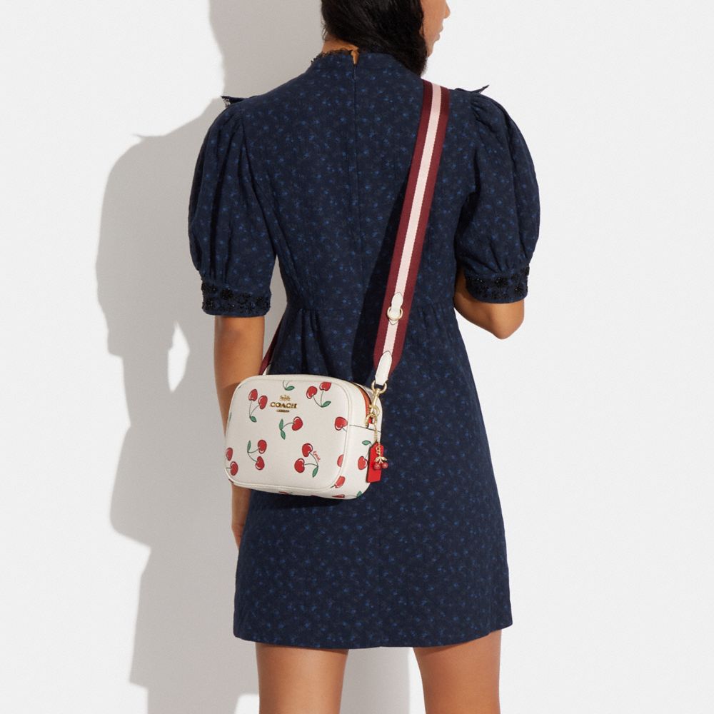 Coach Jamie Camera Bag In Signature Canvas With Heart Cherry Print