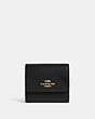 COACH®,SMALL TRIFOLD WALLET,Crossgrain Leather,Gold/Black,Front View