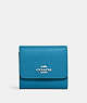 COACH®,SMALL TRIFOLD WALLET,Crossgrain Leather,Silver/Electric Blue,Front View