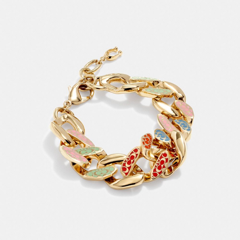 Quilted Signature Enamel Link Bracelet COACH®
