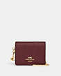 COACH®,BOXED MINI WALLET ON A CHAIN,Crossgrain Leather,Mini,Gold/Black Cherry,Front View