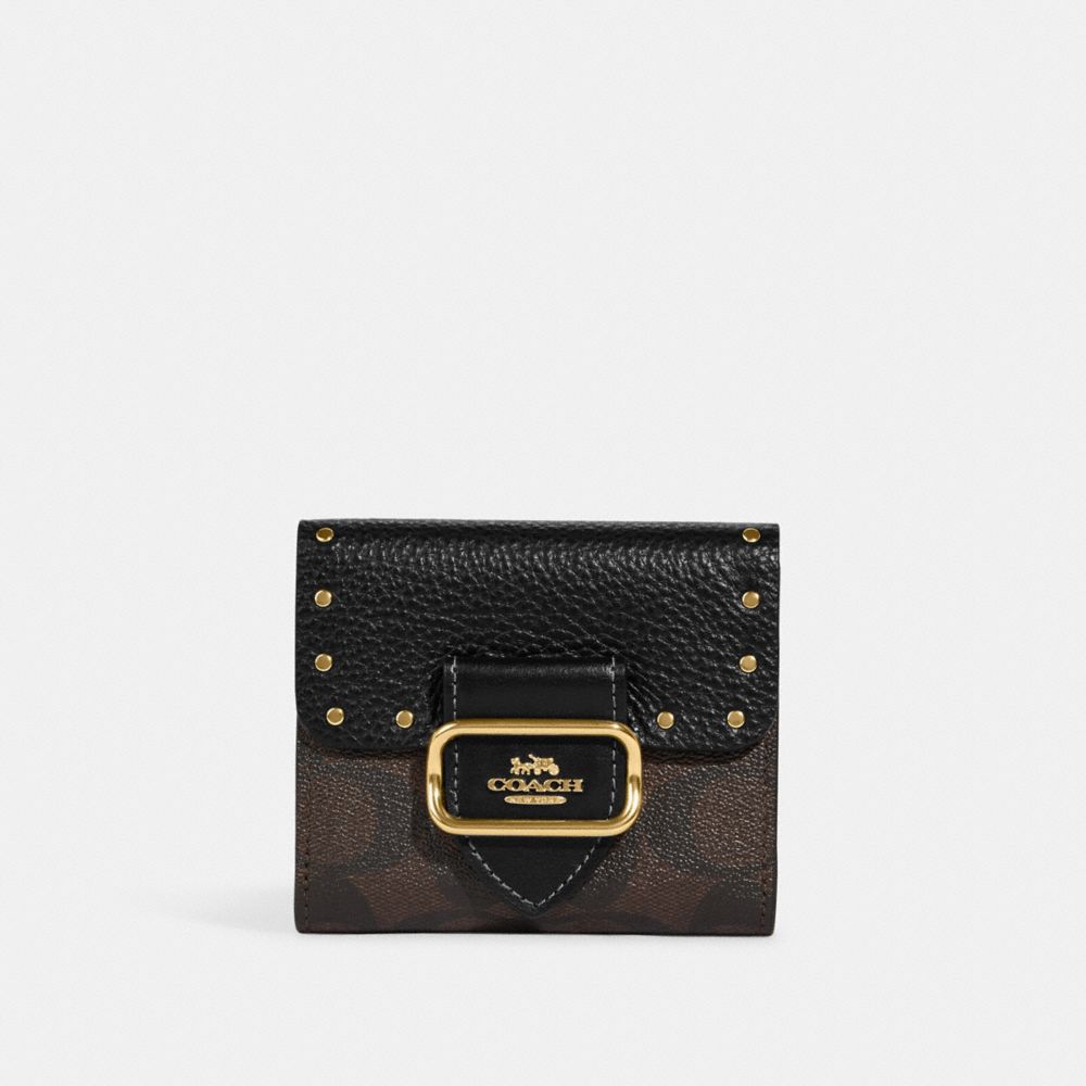 COACH® | Small Morgan Wallet In Colorblock Signature Canvas With Rivets