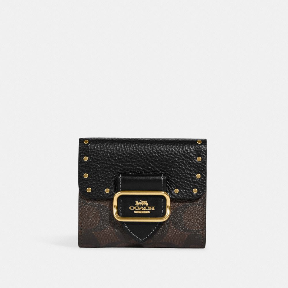 COACH® Small Wallet In Colorblock Signature Canvas With Rivets