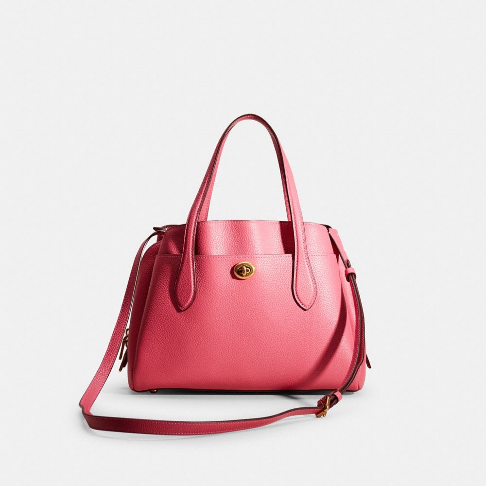 Coach Restored Lora Carryall 30 In Brass/confetti Pink