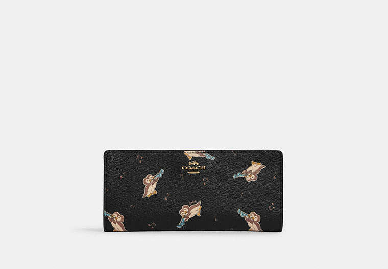 Slim Zip Wallet With Penguin Print