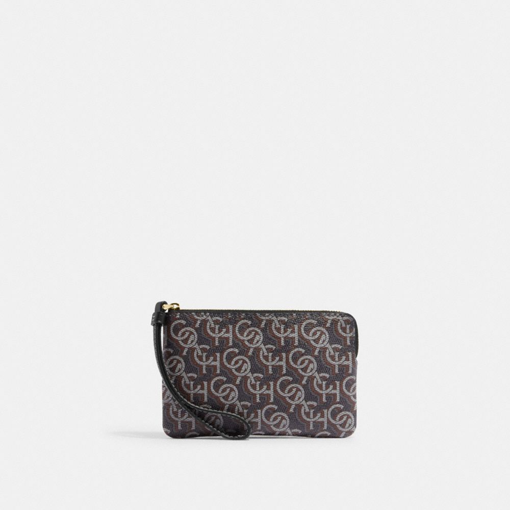 Corner Zip Wristlet With Coach Monogram Print