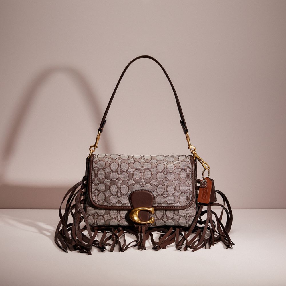 Coach Upcrafted Soft Tabby Shoulder Bag In Signature Jacquard In Brass