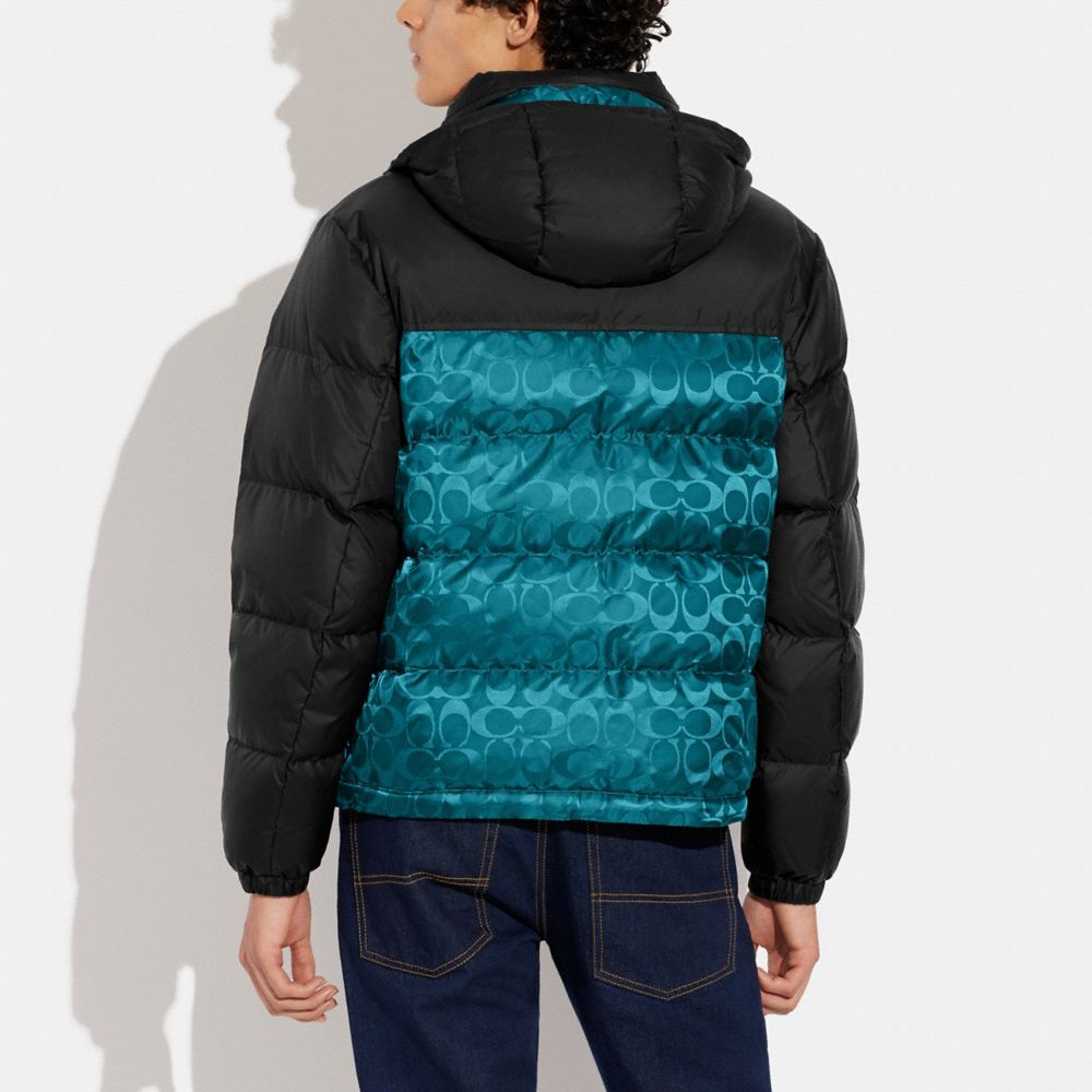 coach signature hooded puffer jacket