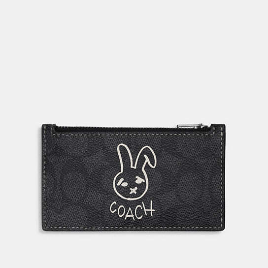 COACH®: Lunar New Year Zip Card Case In Signature Canvas With Rabbit
