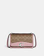 COACH®,LUNAR NEW YEAR BANDIT CROSSBODY IN COLORBLOCK SIGNATURE CANVAS WITH RABBIT CHARM,canvas,Silver/Tan Powder Pink,Front View