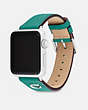 COACH®,APPLE WATCH® STRAP, 38MM, 40MM AND 41MM,Leather,Bright Green,Angle View